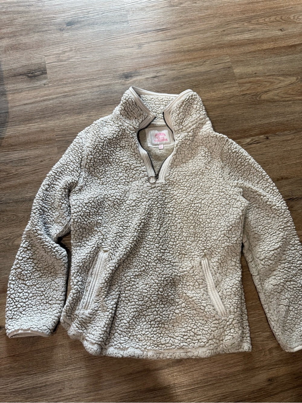 Cozy womens Sherpa Pullover Jacket - Cream